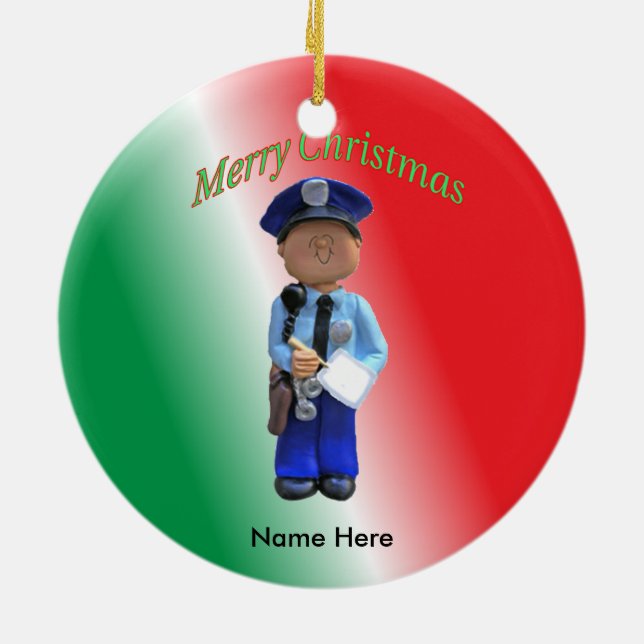 Adorno De Cerámica Navidades Personalizados de policía de juguetes (Atrás)