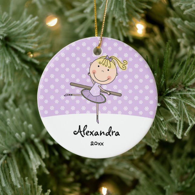 Adorno De Cerámica Navidades personalizados de Purple Ballerina Snowf (Árbol)