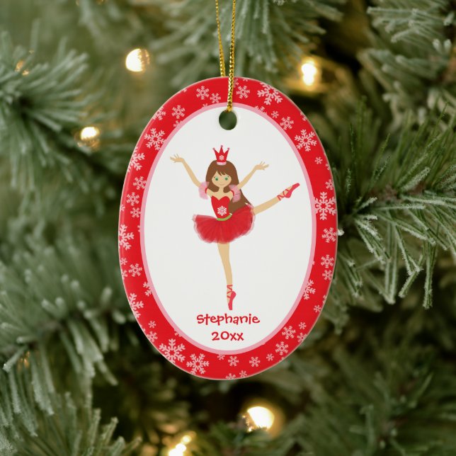 Adorno De Cerámica Navidades personalizados de Red Ballerina Chica (Árbol)