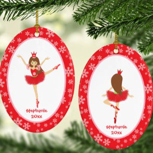 Adorno De Cerámica Navidades personalizados de Red Ballerina Chica