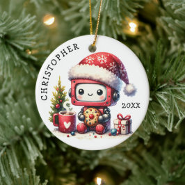 Adorno De Cerámica Navidades personalizados de Robot Cute