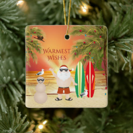 Adorno De Cerámica Navidades personalizados de surf en Santa Beach
