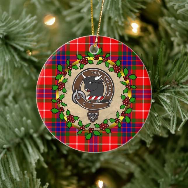 Adorno De Cerámica Navidades personalizados de Tweedie Clan Badge y T (Árbol)