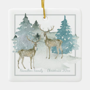 Adorno De Cerámica Navidades personalizados de Winter Woodland Stag D