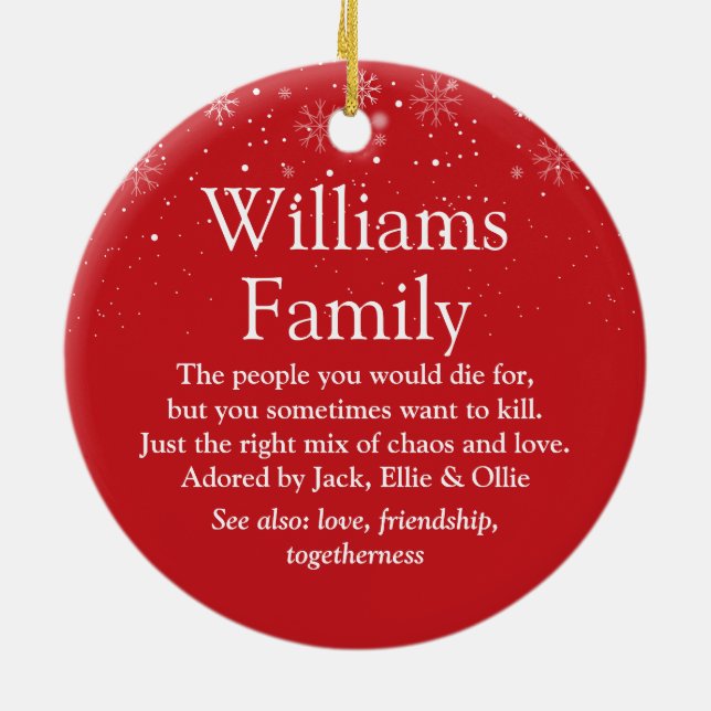 Adorno De Cerámica Navidades personalizados Definición de familia (Atrás)