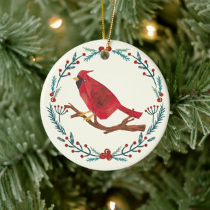 Adorno De Cerámica Navidades personalizados del cardenal a mano