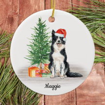 Navidades personalizados del Collie Santa Dog de l