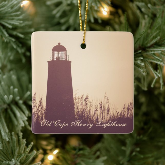 Adorno De Cerámica Navidades personalizados del faro de Cape Henry (Árbol)