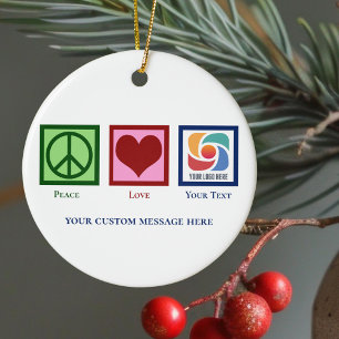 Adorno De Cerámica Navidades Personalizados del logotipo de Peace Lov