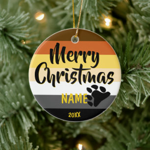 Adorno De Cerámica Navidades personalizados del Orgullo del Oso