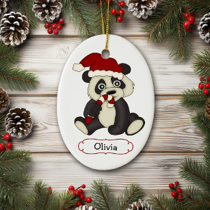 Adorno De Cerámica Navidades personalizados del oso panda