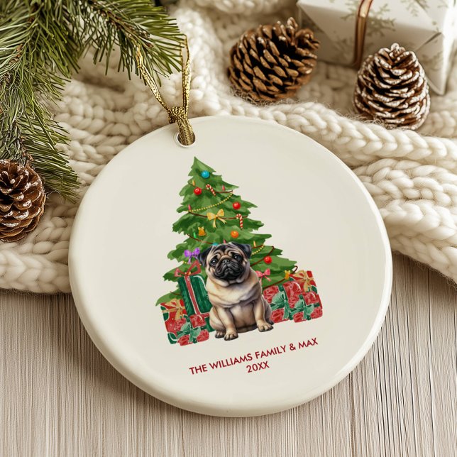 Adorno De Cerámica Navidades personalizados del perro de pug (Subido por el creador)