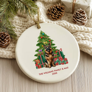 Adorno De Cerámica Navidades personalizados del perro pastor alemán
