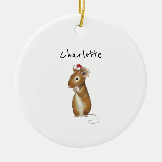 Adorno De Cerámica Navidades personalizados del ratón lindo (Frente)