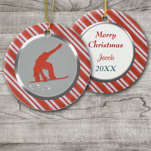 Adorno De Cerámica Navidades personalizados del Snowboard de las fran