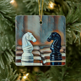 Adorno De Cerámica Navidades personalizados del tablero de ajedrez de