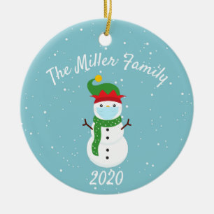 Adorno De Cerámica Navidades personalizados Enfrentan Máscara Snowman
