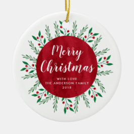 Adorno De Cerámica Navidades personalizados Floral de color de agua r