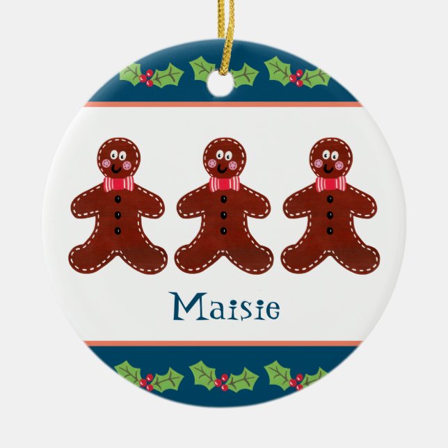 Adorno De Cerámica Navidades personalizados Gingerbread Man (Frente)