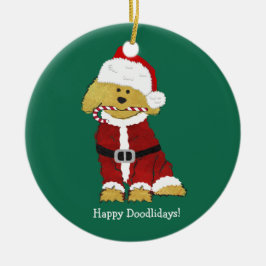 Adorno De Cerámica Navidades personalizados Goldendoodle Santa Claus