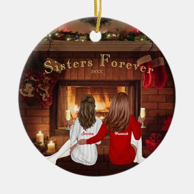 Adorno De Cerámica Navidades personalizados Hermanas Bestidés (Frente)