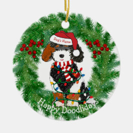 Adorno De Cerámica Navidades personalizados iluminan Bernedoodle