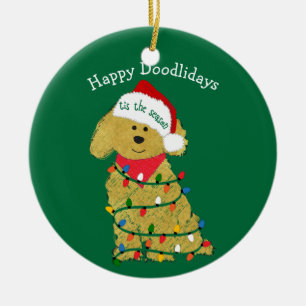 Adorno De Cerámica Navidades personalizados iluminan el verde de Gold