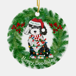 Adorno De Cerámica Navidades personalizados iluminan Sheepadoodle