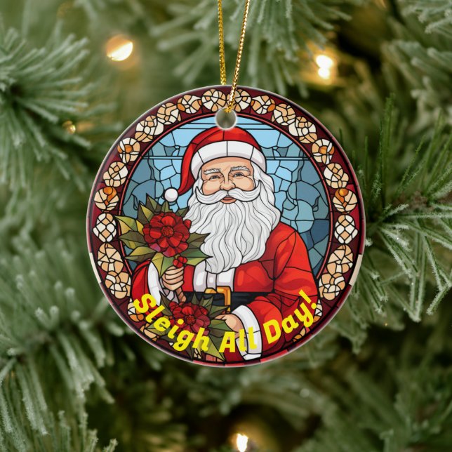 Adorno De Cerámica Navidades personalizados Jingle Sleigh todo el día (Árbol)