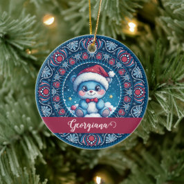 Adorno De Cerámica Navidades personalizados Kawaii Bear Dot Mandala
