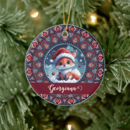 Adorno De Cerámica Navidades personalizados Kawaii Fox Dot Mandala