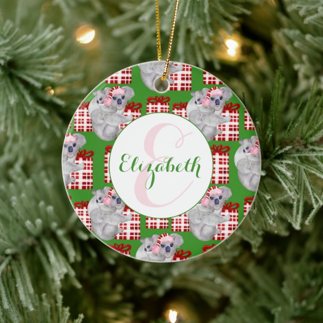 Adorno De Cerámica Navidades personalizados Koalas Green (Árbol)