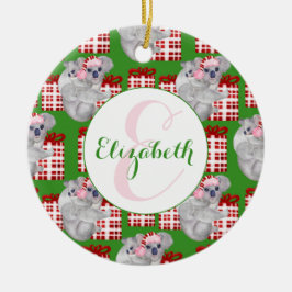 Adorno De Cerámica Navidades personalizados Koalas Green