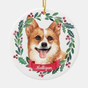 Adorno De Cerámica Navidades personalizados Mascota Dog Photo Welsh C