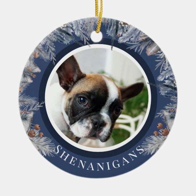 Adorno De Cerámica Navidades personalizados Mascota Foto Botánica (Frente)