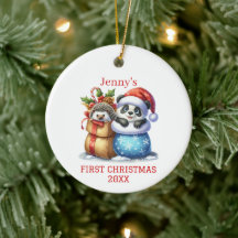Navidades personalizados Panda Bear and Hedgehog C