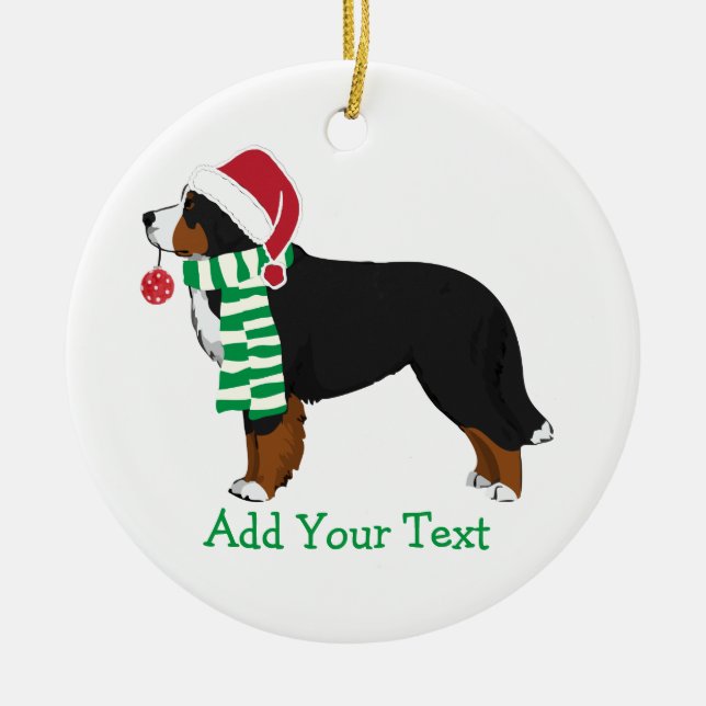 Adorno De Cerámica Navidades personalizados Perro de montaña Bernese (Frente)