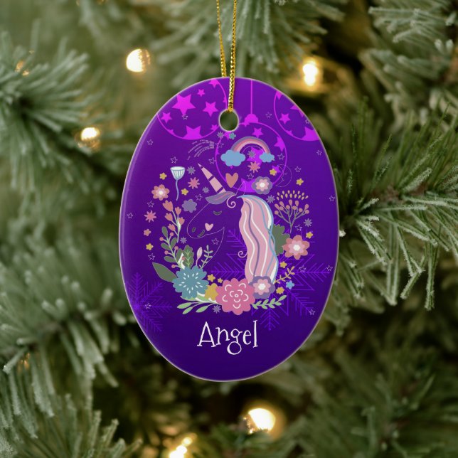 Adorno De Cerámica Navidades personalizados personalizados morado uni (Árbol)
