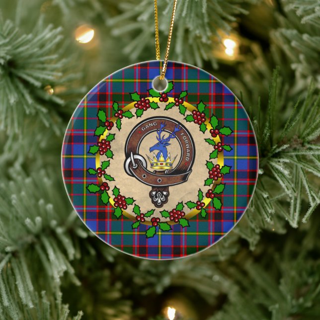 Adorno De Cerámica Navidades personalizados Stirling Badge y Tartán (Árbol)