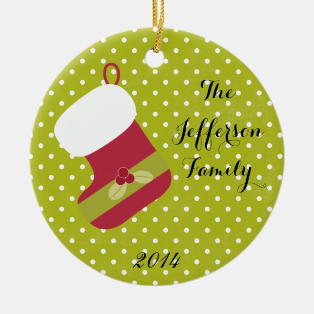 Adorno De Cerámica Navidades personalizados Stocking Family Ornament (Frente)
