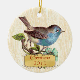 Adorno De Cerámica Navidades personalizados Vintage Bluebird