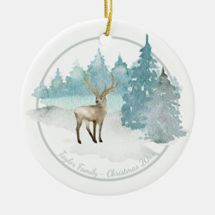 Adorno De Cerámica Navidades Personalizados Woodland Winter Deer