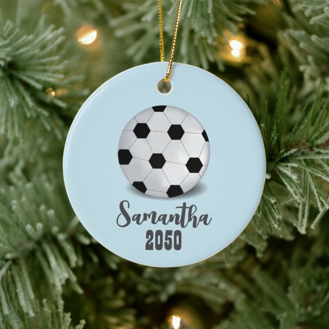 Adorno De Cerámica Navidades Photo Sports Simple Cute Soccer Ball (Árbol)