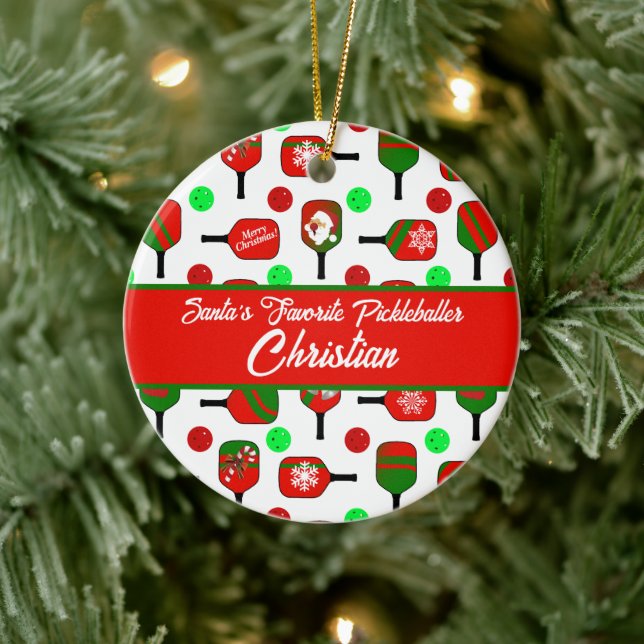 Adorno De Cerámica Navidades Pickleball Paddles Festix Rojo y Verde (Árbol)