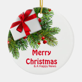 Adorno De Cerámica Navidades Pina Árboles con tinte blanco presente