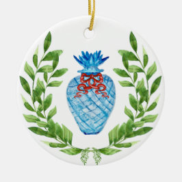 Adorno De Cerámica Navidades Pineapple Blue & White Ginger Jar