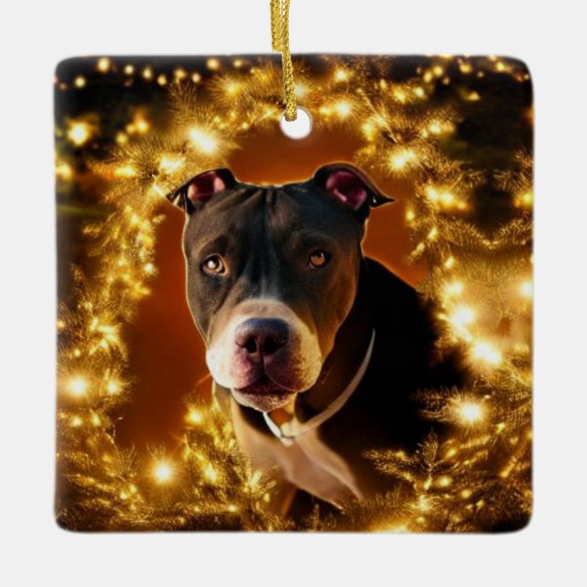 Adorno De Cerámica Navidades Pit Bull (Anverso)