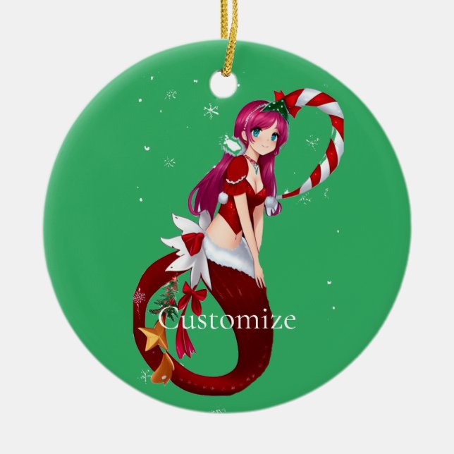 Adorno De Cerámica Navidades Pixie Mermaid Thunder_Cove (Frente)