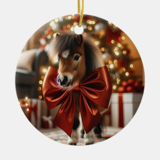 Adorno De Cerámica Navidades Pony Personalizado (Frente)