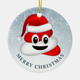 Adorno De Cerámica navidades poo emoji con sombrero santa